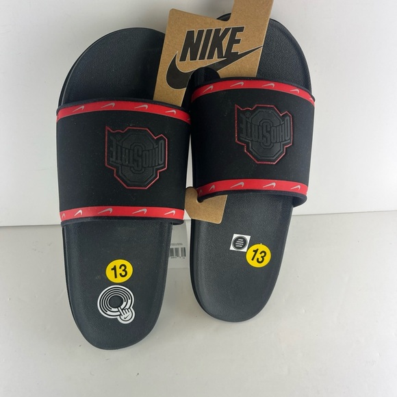 NIKE OHIO STATE OFFCOURT SLIDES SANDALS BLACK RED RARE NEW DD0534-001 - Picture 6 of 6